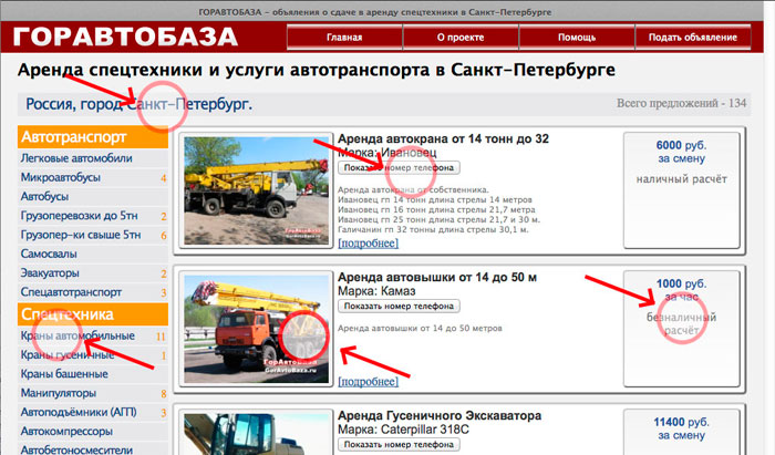 Поиск объявления на сайте